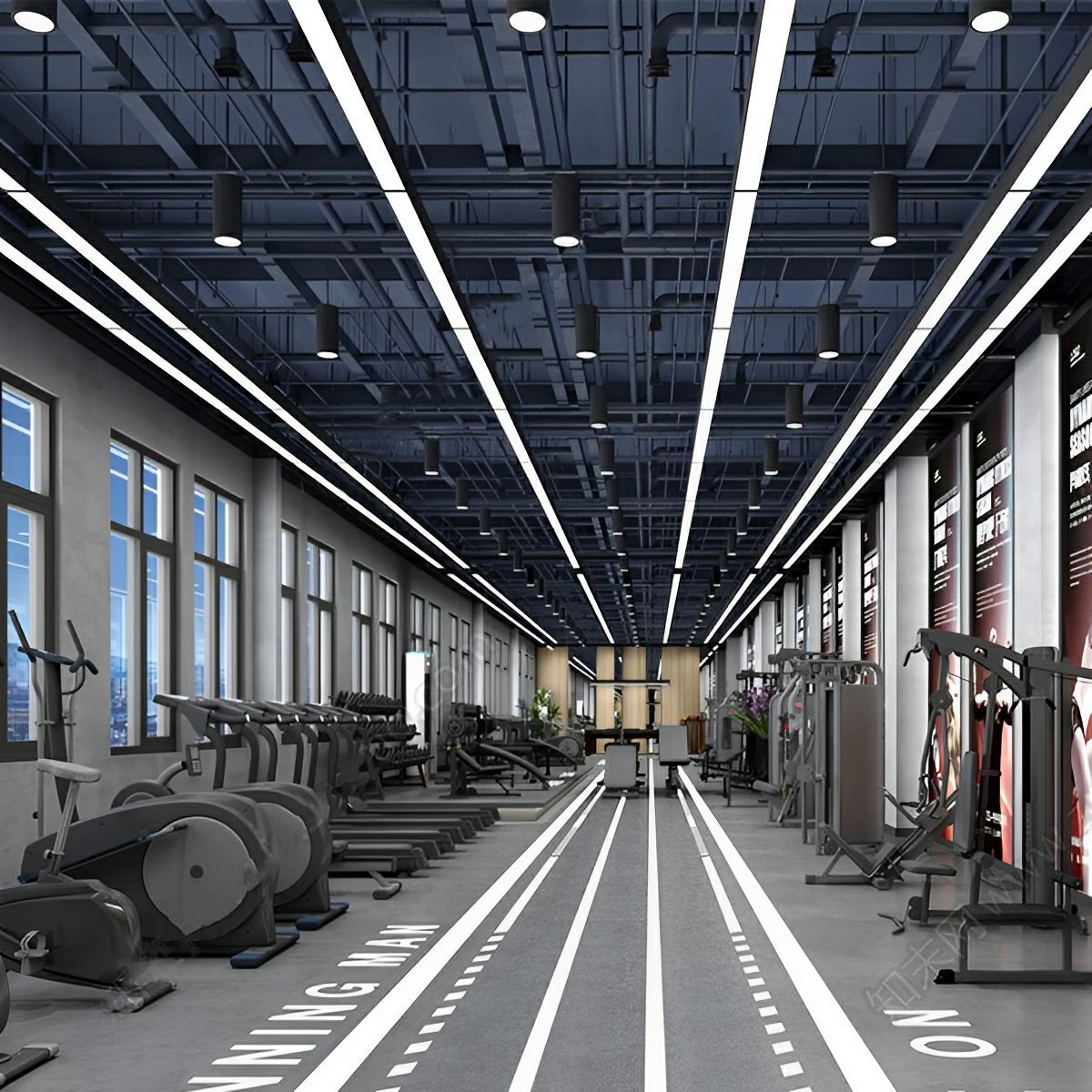 Plafonnier LED Bande Aluminium Noir Encastré Suspendu Bureau Boutique Salle de sport Éclairage sur rail Plafonnier linéaire Moderne | Restfield