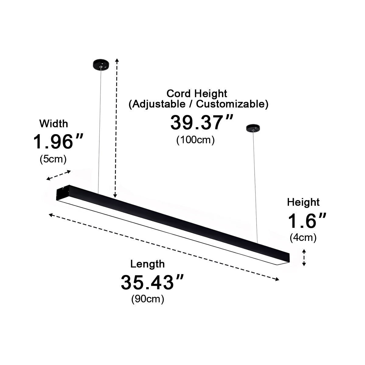 Réglette LED encastrable en aluminium noir 60-150 cm Éclairage de bureau Montage au plafond Éclairage moderne pour espace de travail | Sansoti