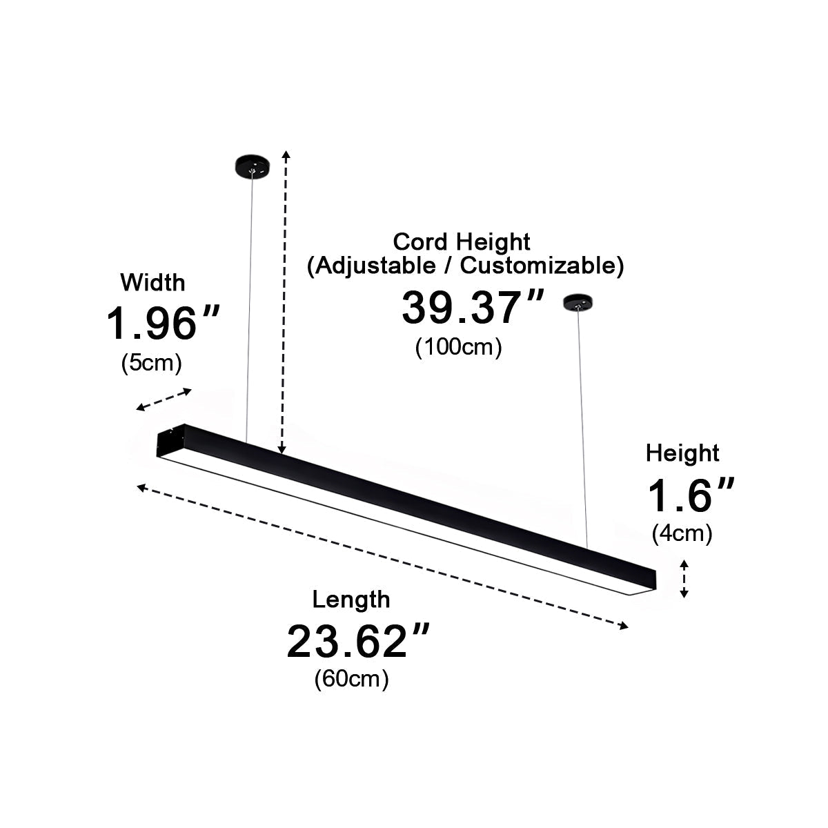 Réglette LED encastrable en aluminium noir 60-150 cm Éclairage de bureau Montage au plafond Éclairage moderne pour espace de travail | Sansoti