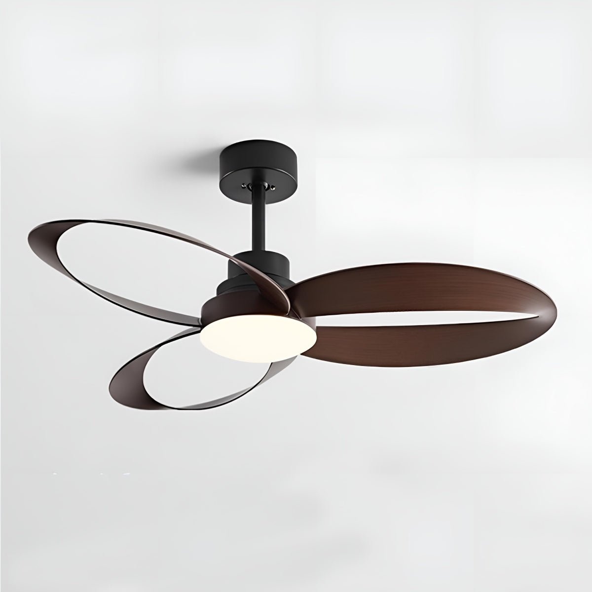 Geometric Ceiling Fan with Light, 6 Speeds, Reversible DC Motor, Minimalist Design, Living Room | Sansoti