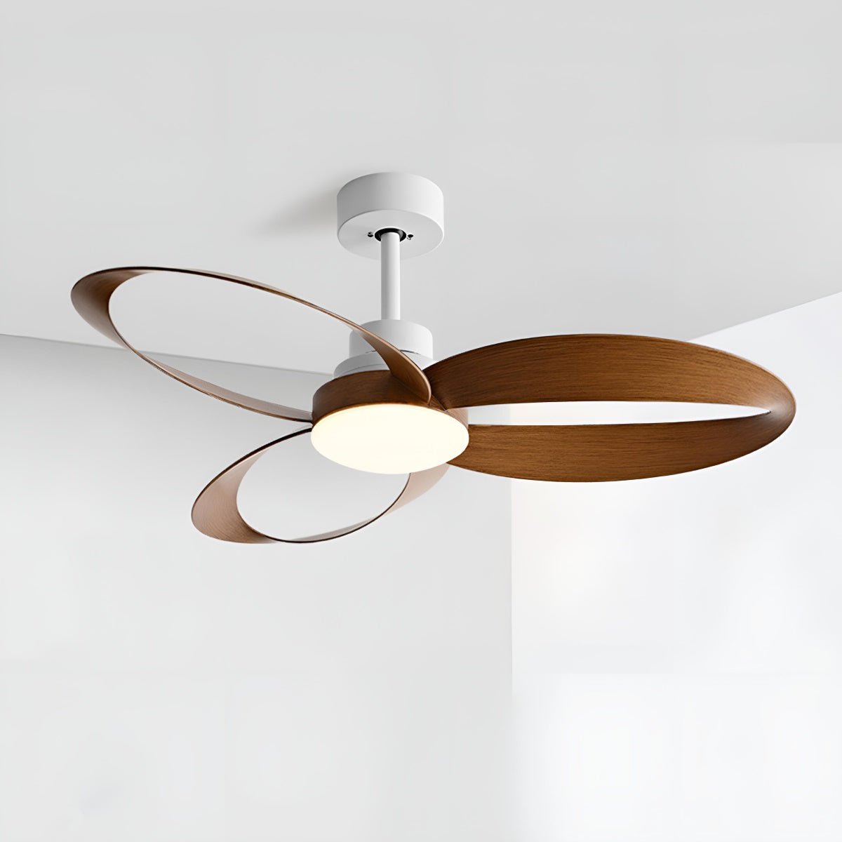 Geometric Ceiling Fan with Light, 6 Speeds, Reversible DC Motor, Minimalist Design, Living Room | Sansoti