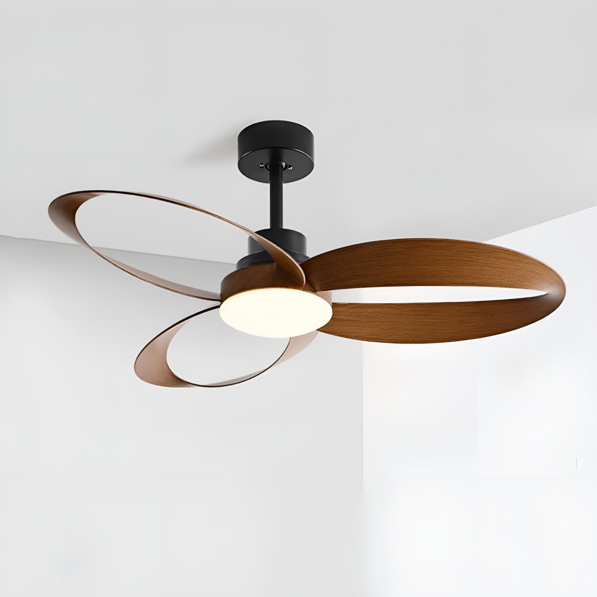 Geometric Ceiling Fan with Light, 6 Speeds, Reversible DC Motor, Minimalist Design, Living Room | Sansoti
