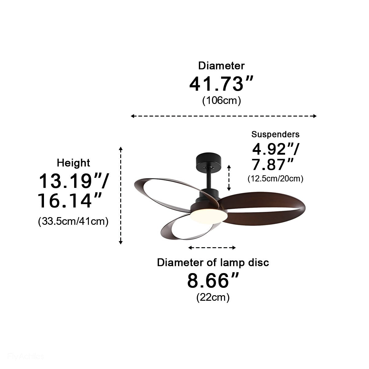 Geometric Ceiling Fan with Light, 6 Speeds, Reversible DC Motor, Minimalist Design, Living Room | Sansoti