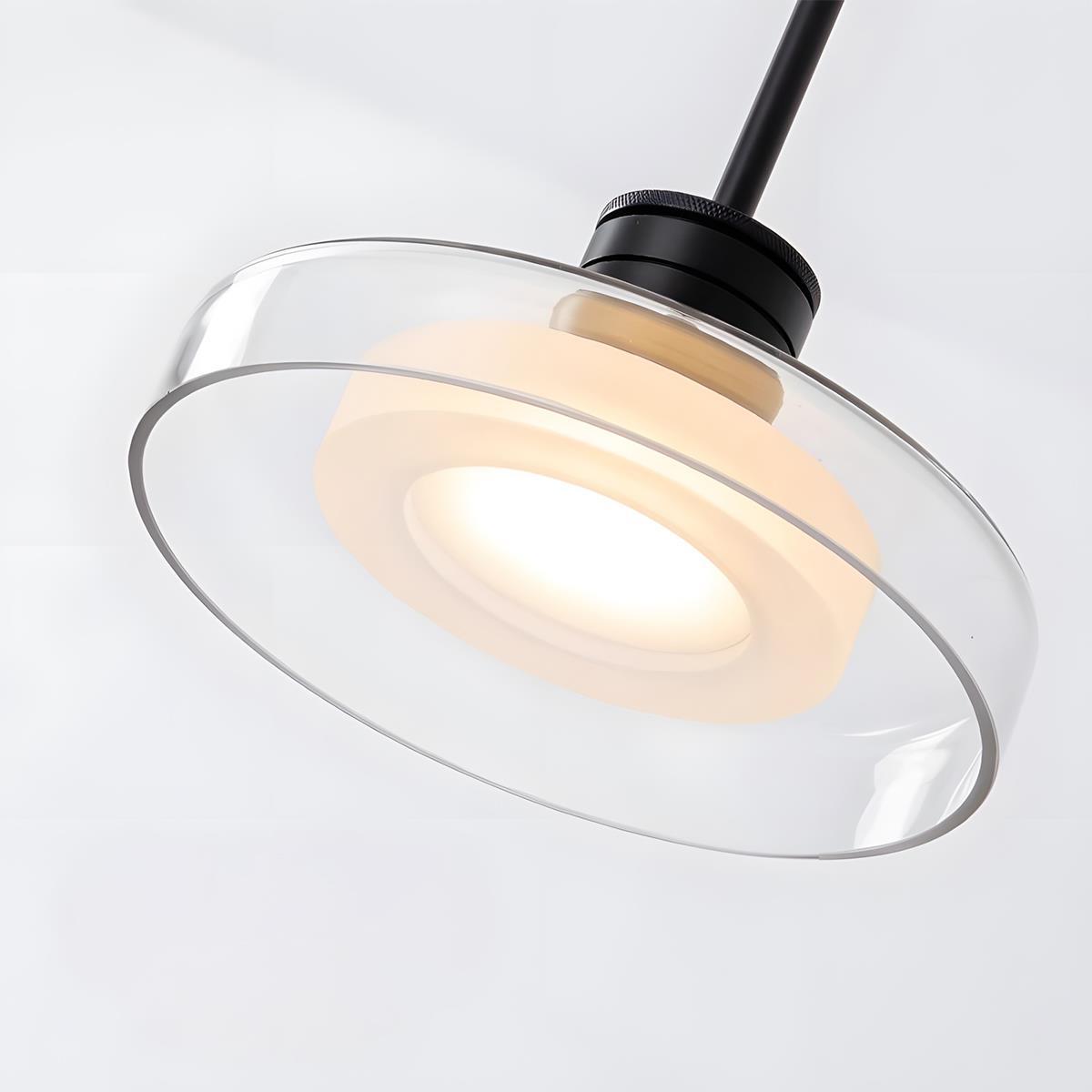 Suspension LED verre aluminium noir ronde Cuisine Salon Chambre Dimmable Suspension Table à manger Hall | Restfield