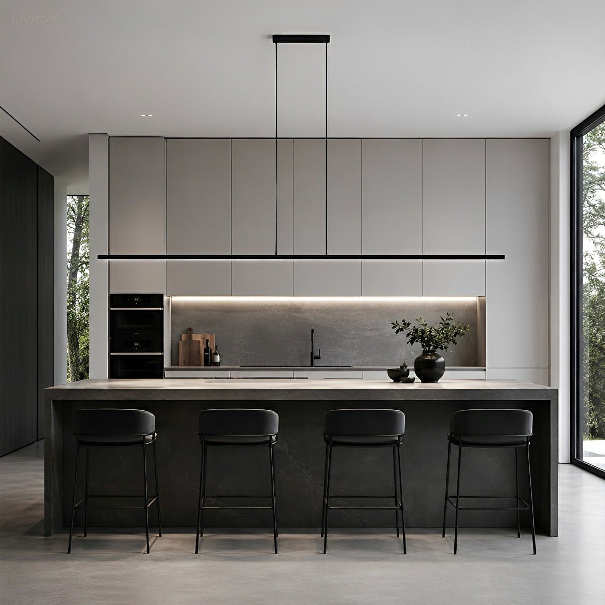 Pendant Light Aluminum Black Adjustable LED 3 Light Settings Living Room Kitchen Dining Room Modern Scandinavian Design | Sansoti