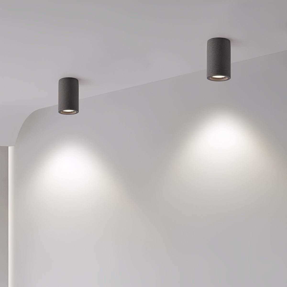 Aufbauleuchte Beton Grau GU10 LED Deckenlampe Wohnzimmer Schlafzimmer Küche Industrial Betonoptik Deckenstrahler Aufbauleuchte Minimalistische Beleuchtung | Restfield