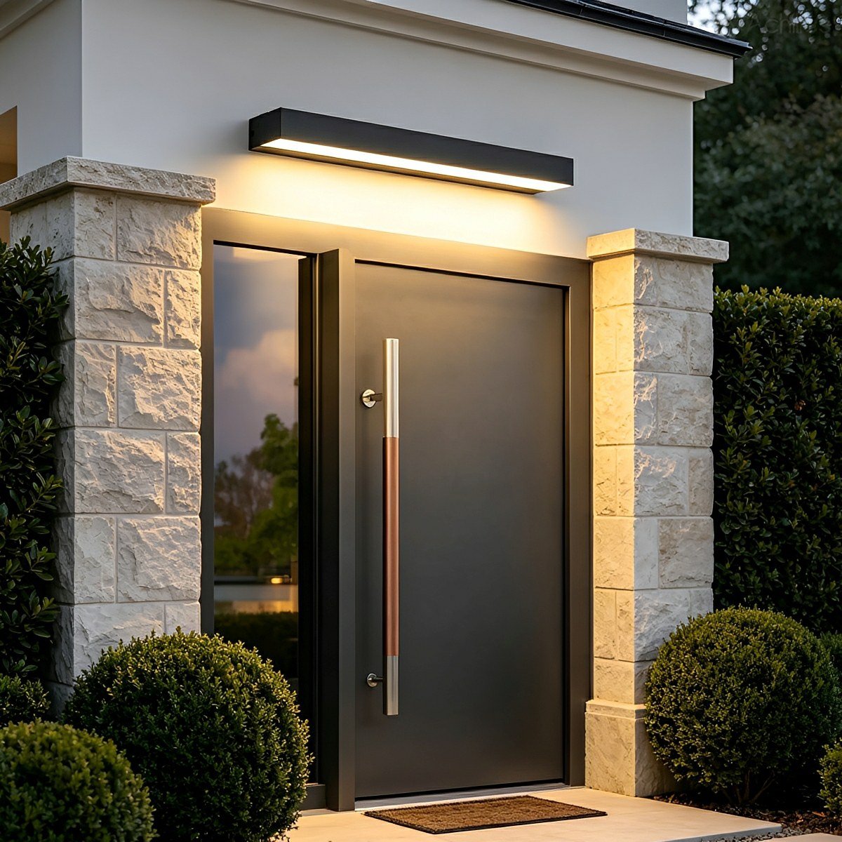 LED-Außenwandlampe Schwarz Wasserdicht Minimalistisches Streifendesign Beleuchtung Fassade Garten Außenwand Eingang | Sansoti