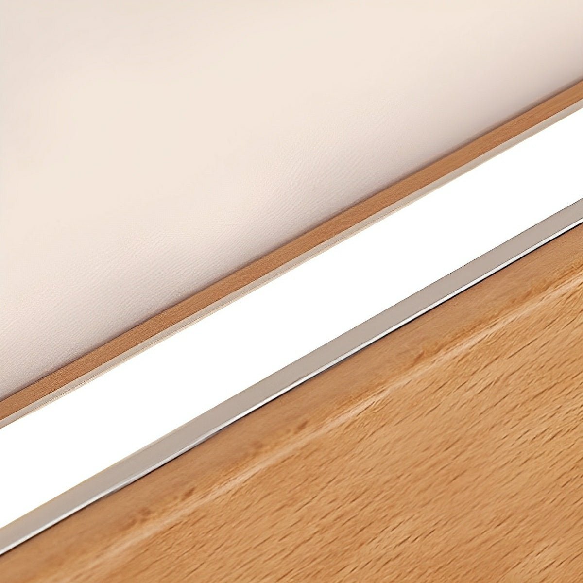 Applique murale LED en bois longue rectangulaire à intensité variable, éclairage haut-bas, design scandinave, intérieur moderne et chaleureux | Sansoti