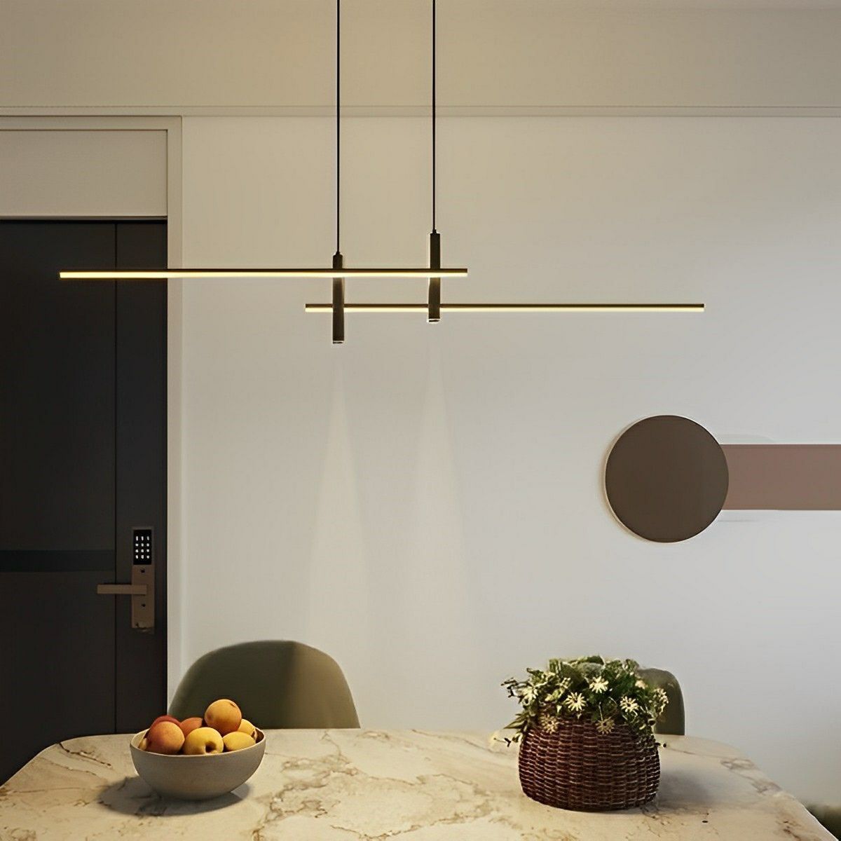 Pendelleuchte Aluminium-Leiste LED Dimmbar Schwarz Gold 90-150cm Modernes skandinavisches Design Esszimmer Wohnzimmer | Sansoti