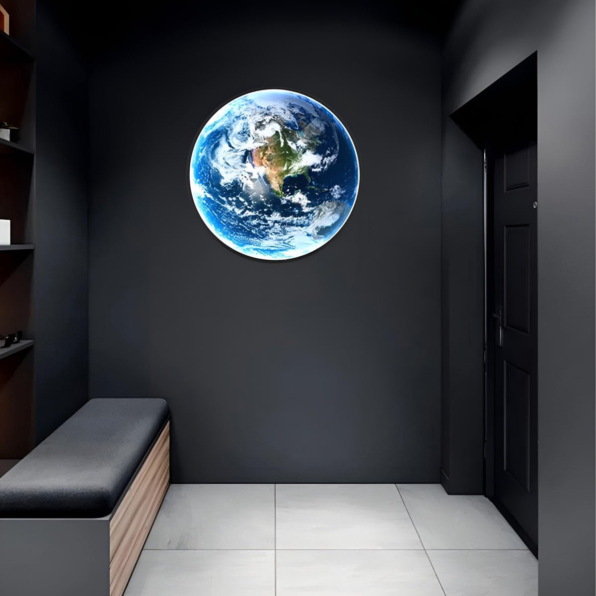 Globe Wall Lamp LED 3D Earth Globe Dimmable Blue Acrylic Iron Modern Interior Lighting Living Room | Sansoti