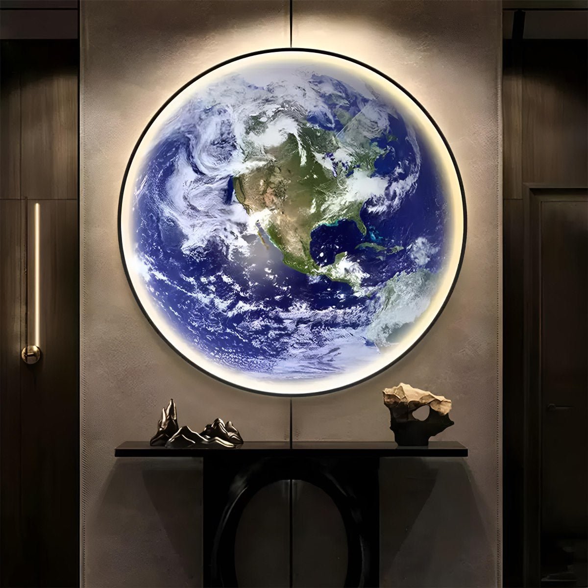 Globe Wall Lamp LED 3D Earth Globe Dimmable Blue Acrylic Iron Modern Interior Lighting Living Room | Sansoti
