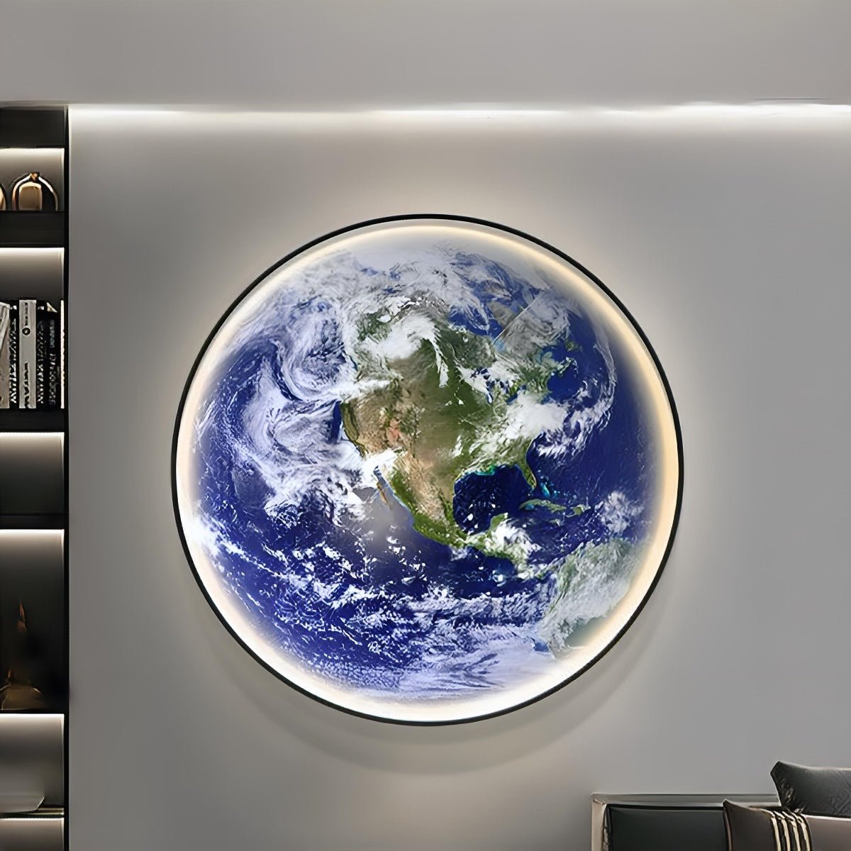 Globe Wall Lamp LED 3D Earth Globe Dimmable Blue Acrylic Iron Modern Interior Lighting Living Room | Sansoti