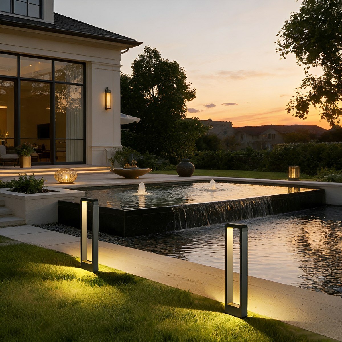 Outdoor Bollard Light Black Aluminum IP65 Waterproof LED Garden Lighting Pathway Lighting Outdoor Lighting | Sansoti