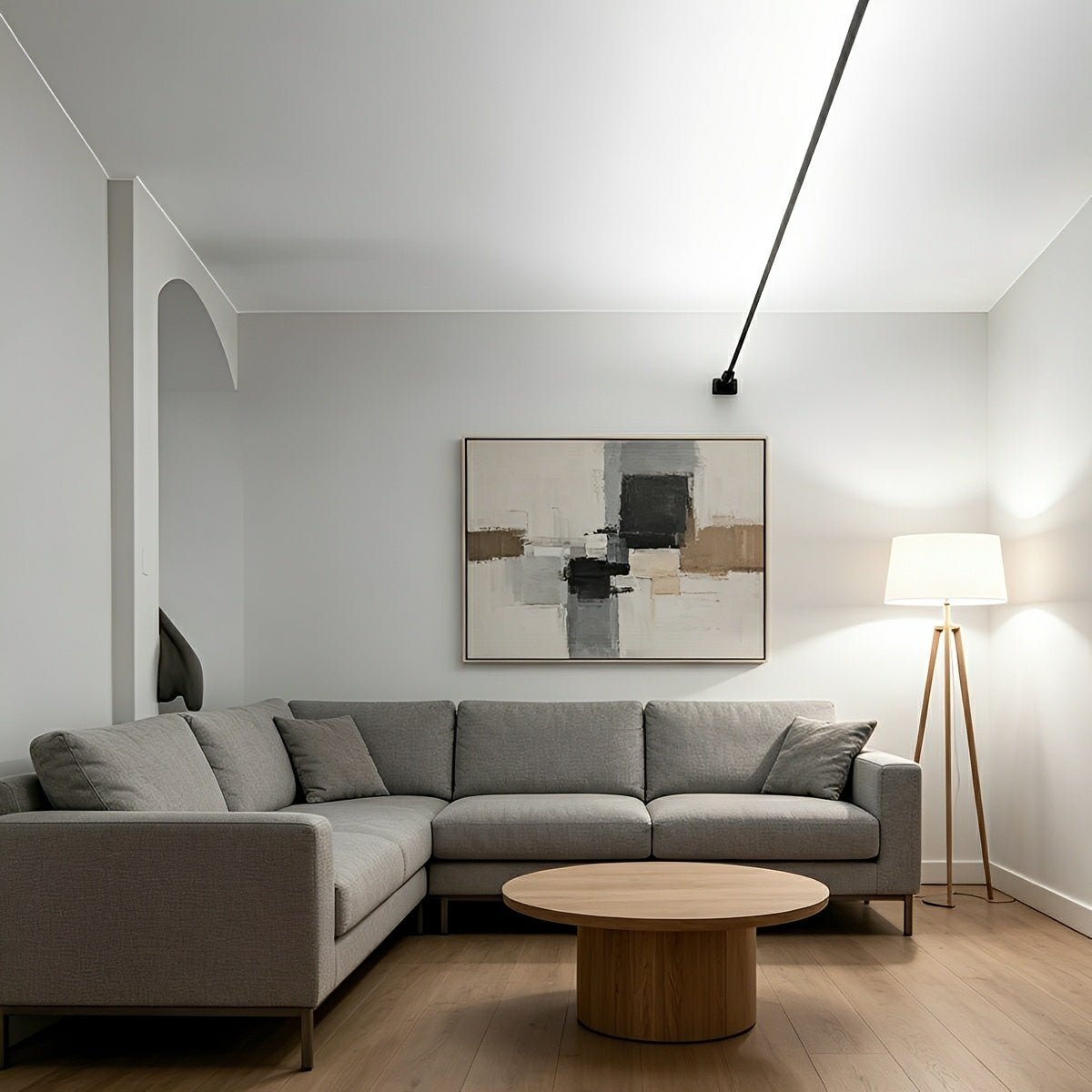 Rotatable LED strip linear ceiling light, dimmable with remote control, black and white, for the living room | Sansoti