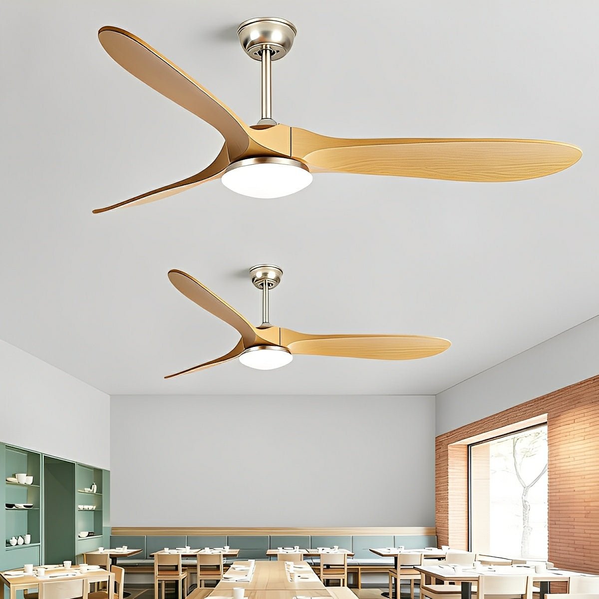 Ceiling fan with LED lighting, whisper-quiet motor, 6 speeds, reversible, Scandinavian design, living room | Sansoti