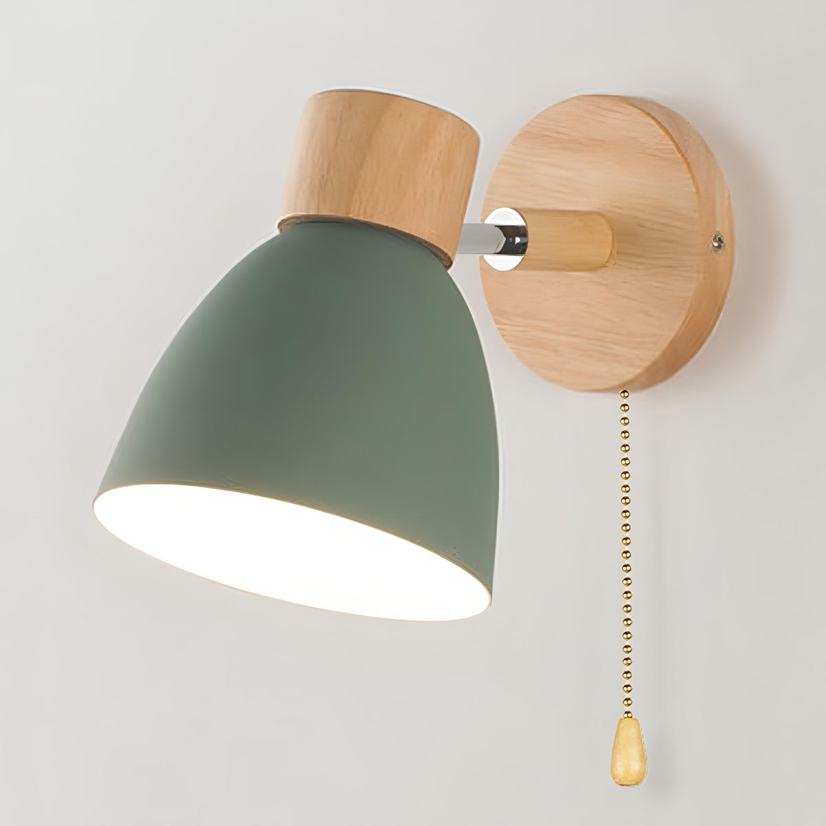 Wall Lamp with Pull Switch Scandinavian Design Fabric Shade E27 Fitting Atmospheric Reading Light Living Room | Sansoti