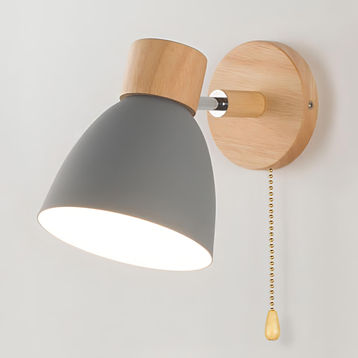 Wall Lamp with Pull Switch Scandinavian Design Fabric Shade E27 Fitting Atmospheric Reading Light Living Room | Sansoti