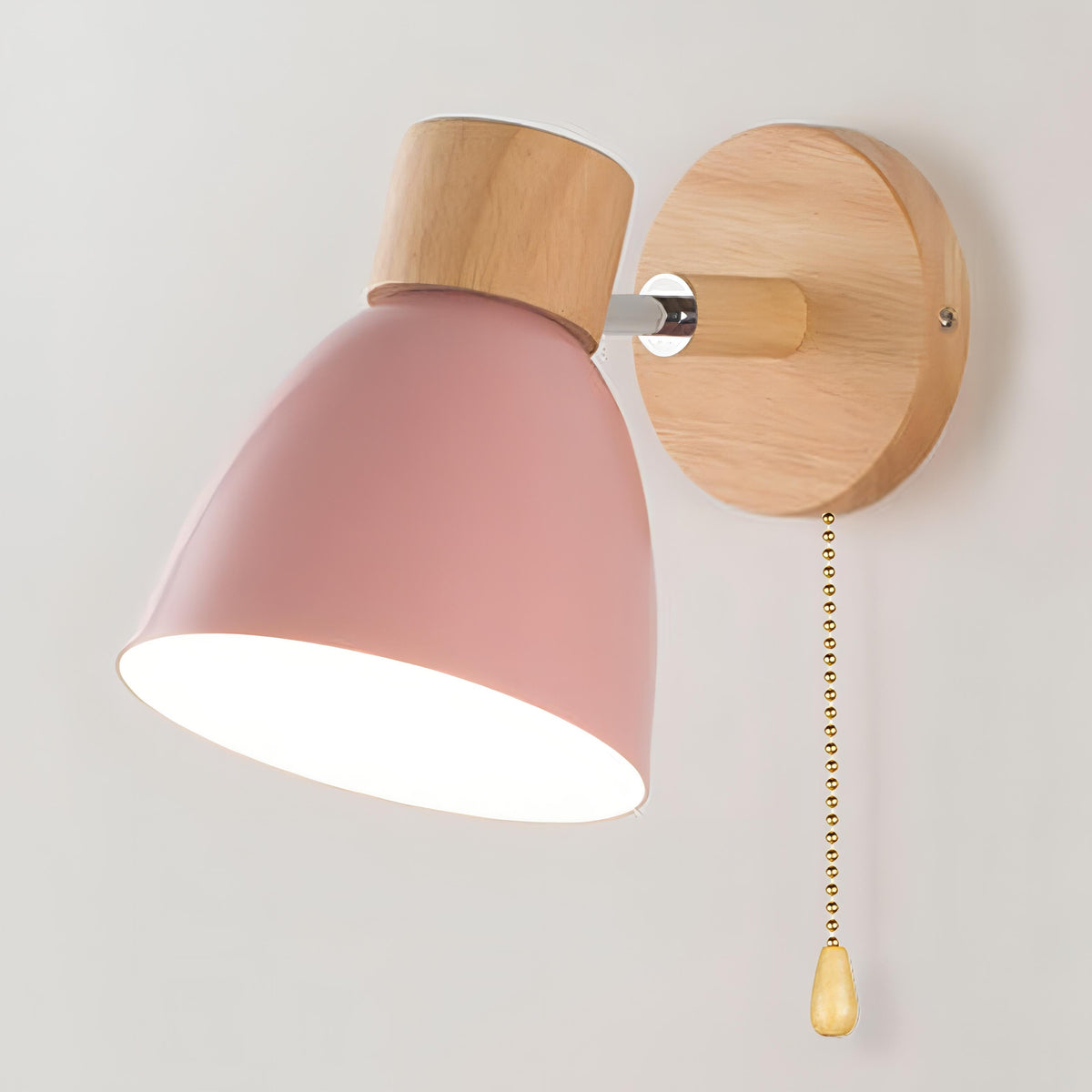 Wall Lamp with Pull Switch Scandinavian Design Fabric Shade E27 Fitting Atmospheric Reading Light Living Room | Sansoti