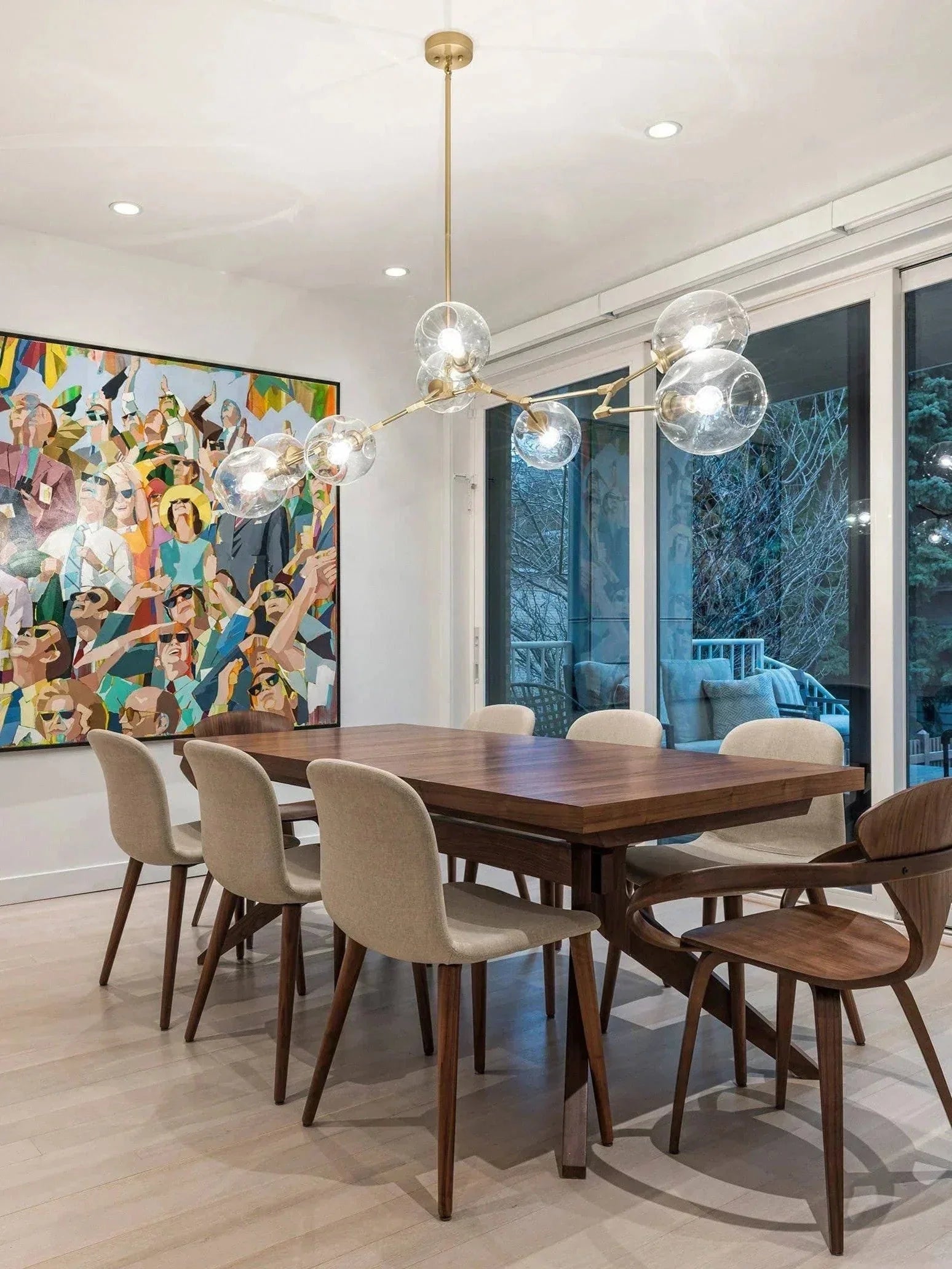 Glazen Kroonluchter met Vertakkingen Messing Zwart Amber Grijs Keuken Eetkamer Dimbaar LED Design Hanglamp | Sansoti