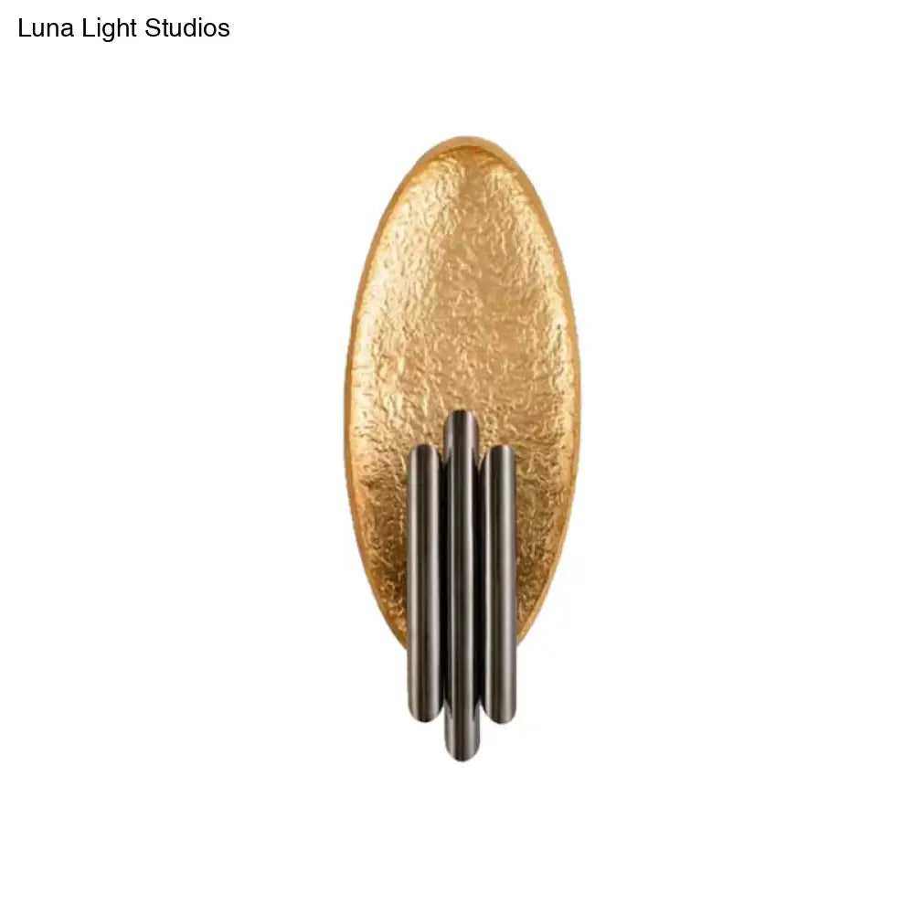 Modern Duo Wall Light with Oval Backplate, Cylindrical Shades, Silver and Gold, Indoor Ambient Light, E14 Socket | Sansoti