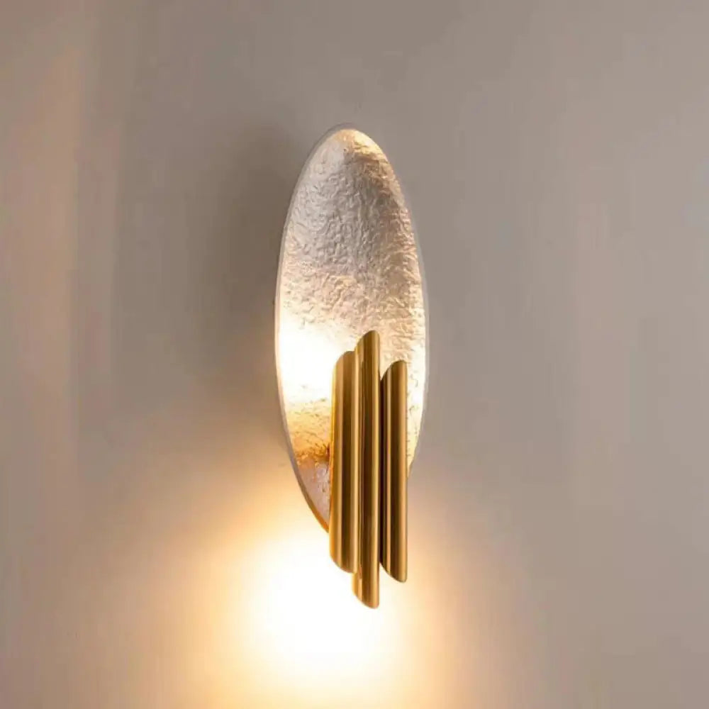 Modern Duo Wall Light with Oval Backplate, Cylindrical Shades, Silver and Gold, Indoor Ambient Light, E14 Socket | Sansoti