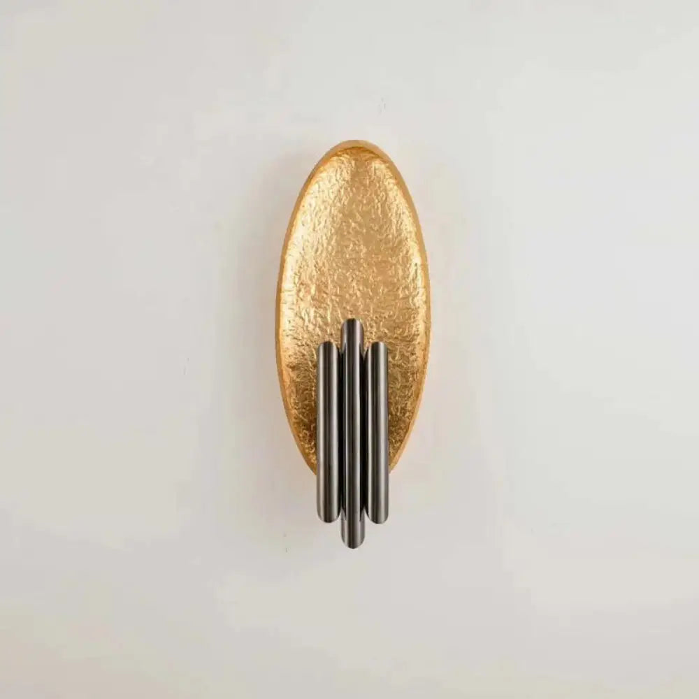 Modern Duo Wall Light with Oval Backplate, Cylindrical Shades, Silver and Gold, Indoor Ambient Light, E14 Socket | Sansoti