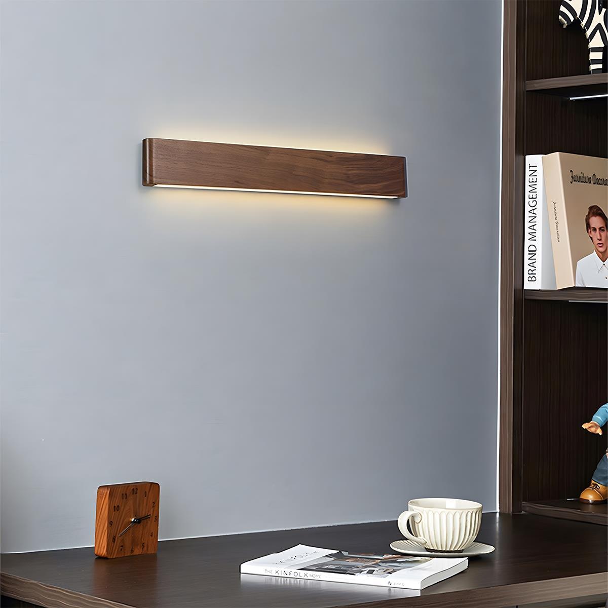 Wandlamp Hout Walnoot LED 6W Binnen Woonkamer Slaapkamer Rechthoek Dimbaar Wandverlichting Japandi Interieur Sfeerverlichting | Sansoti