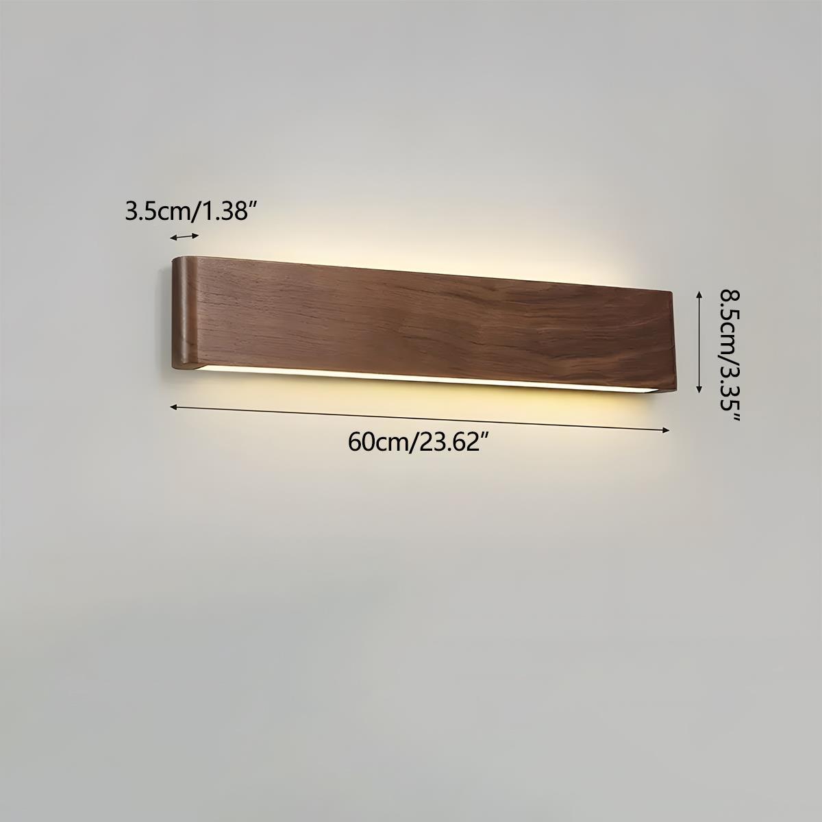 Wandlamp Hout Walnoot LED 6W Binnen Woonkamer Slaapkamer Rechthoek Dimbaar Wandverlichting Japandi Interieur Sfeerverlichting | Sansoti