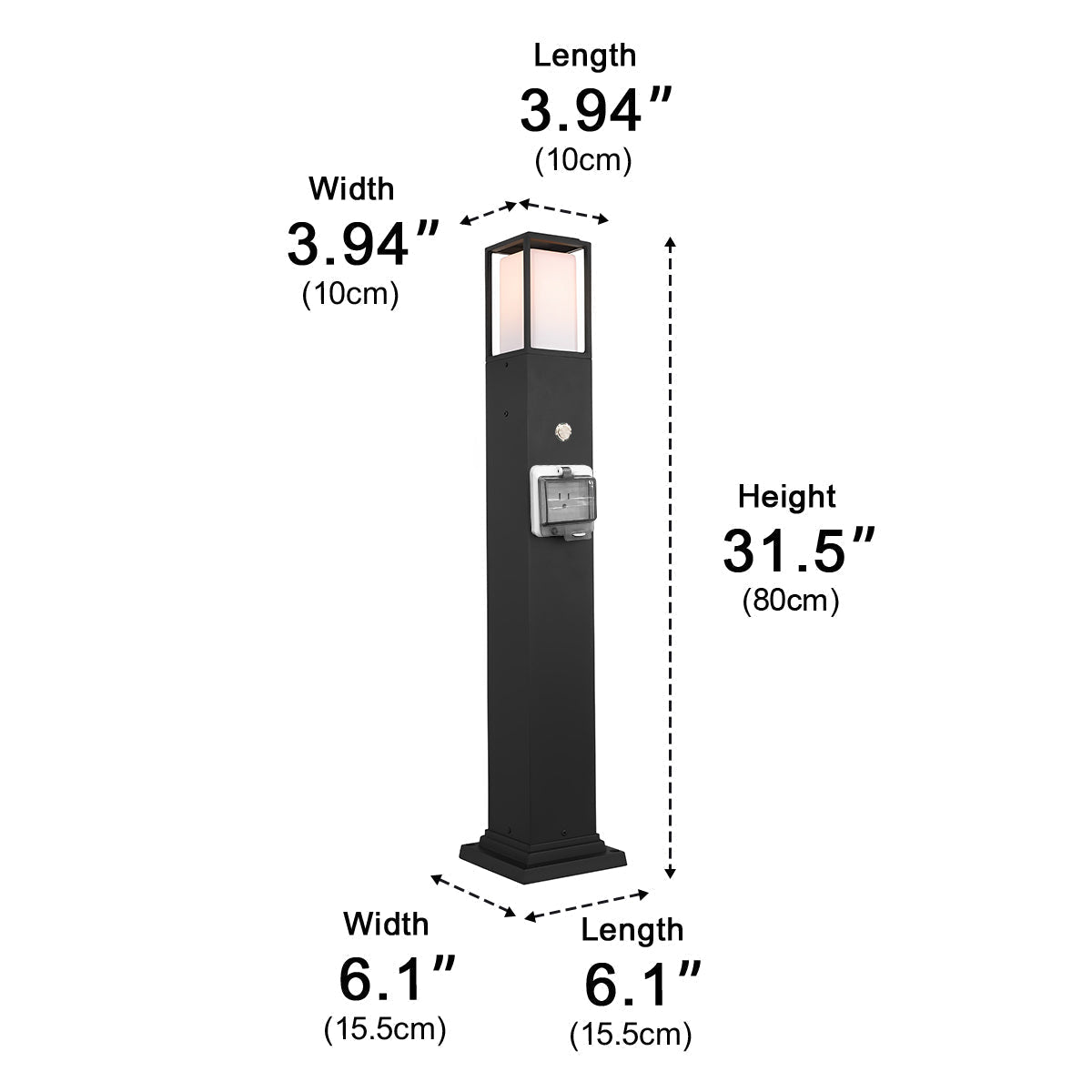 Garden Light with Socket Black Aluminum Warm White LED IP67 Waterproof for Pathway Lighting, Terrace and Garden | Sansoti