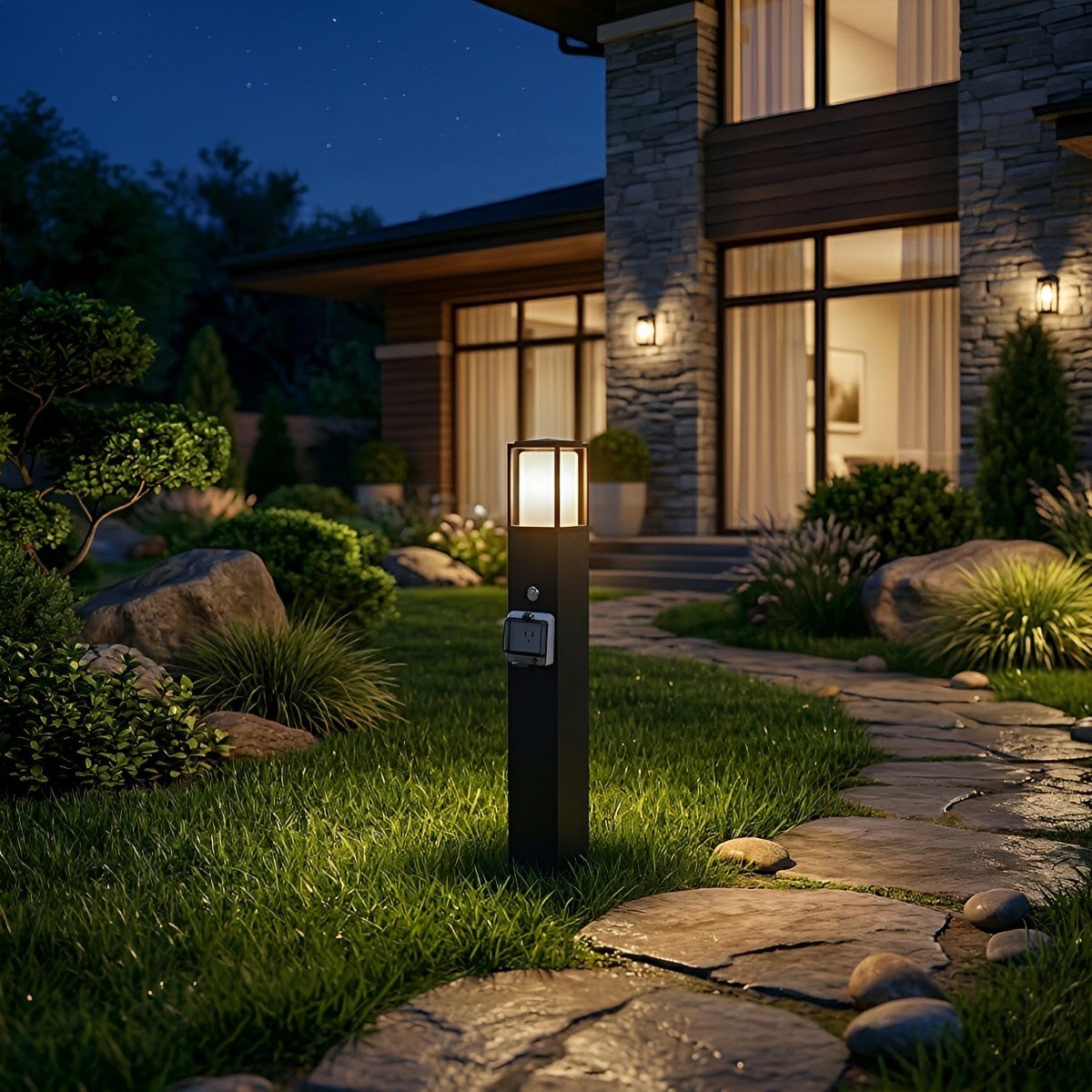 Garden Light with Socket Black Aluminum Warm White LED IP67 Waterproof for Pathway Lighting, Terrace and Garden | Sansoti
