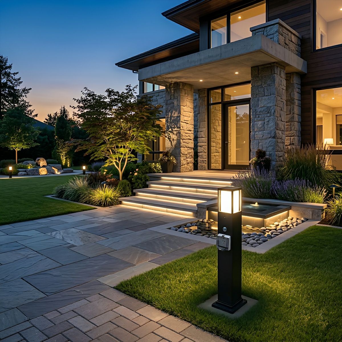 Garden Light with Socket Black Aluminum Warm White LED IP67 Waterproof for Pathway Lighting, Terrace and Garden | Sansoti