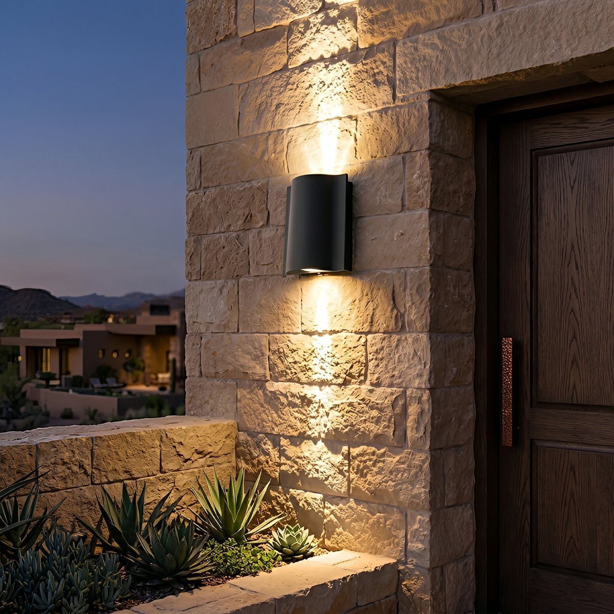 Schwarze Aluminium-Außenwandleuchte wasserdicht IP54 LED-Wellenmuster Up-Down-Beleuchtung 2-6 Spots Garten | Sansoti