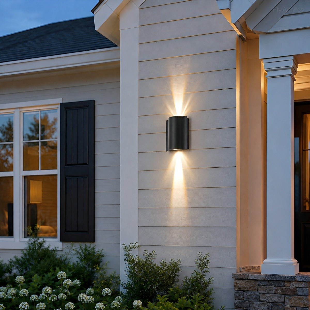 Schwarze Aluminium-Außenwandleuchte wasserdicht IP54 LED-Wellenmuster Up-Down-Beleuchtung 2-6 Spots Garten | Sansoti