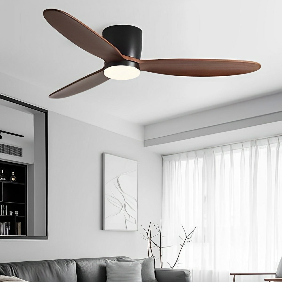 Deckenventilator Mit Lampe Holz 6 Geschwindigkeiten DC Motor Weiß Wohnzimmer Schlafzimmer Esszimmer Skandinavisch Dimmbar LED Fernbedienung | Restfield