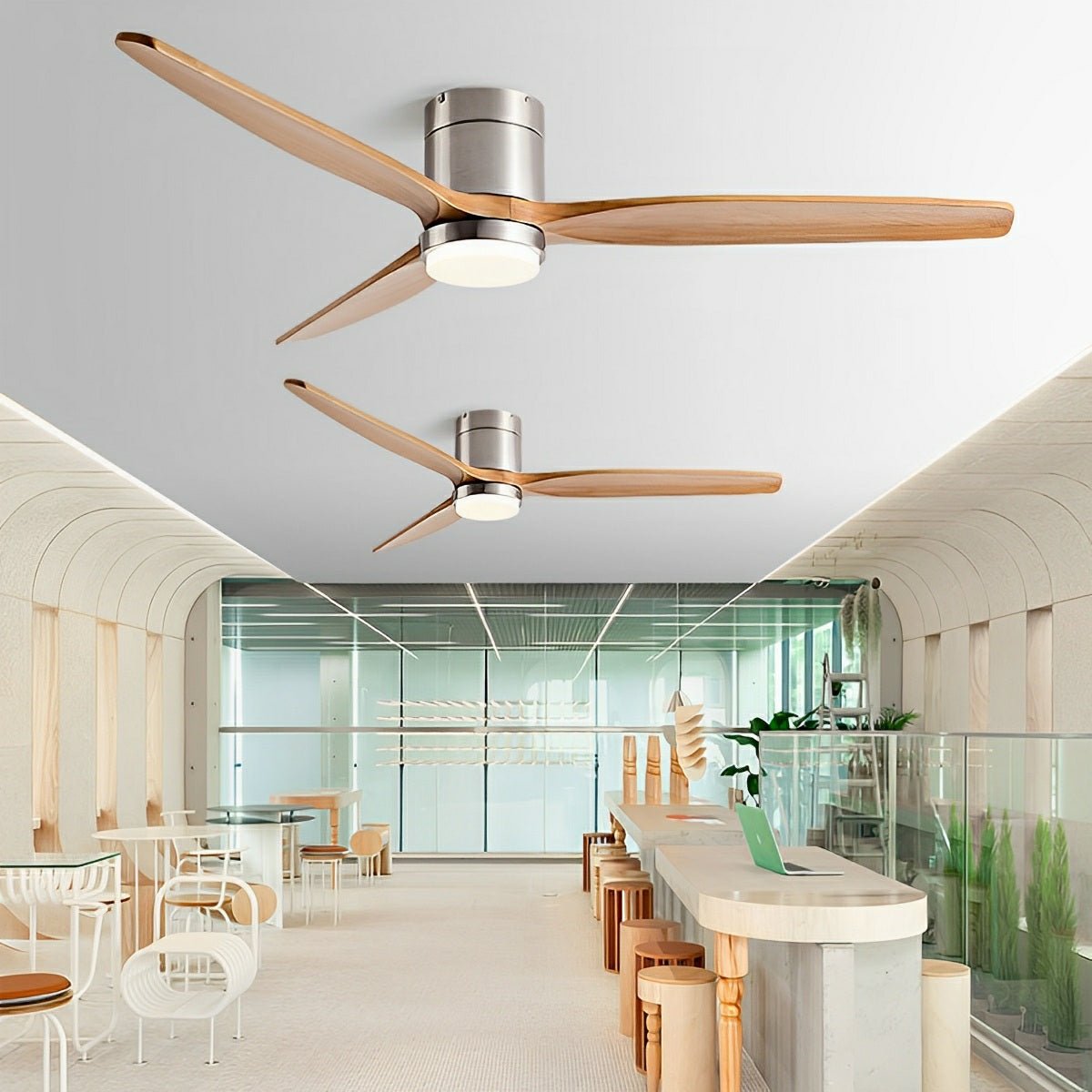 Deckenventilator mit Beleuchtung, 6 Geschwindigkeitsstufen, Gleichstrommotor, Holzflügel, einstellbare Farbtemperatur | Sansoti