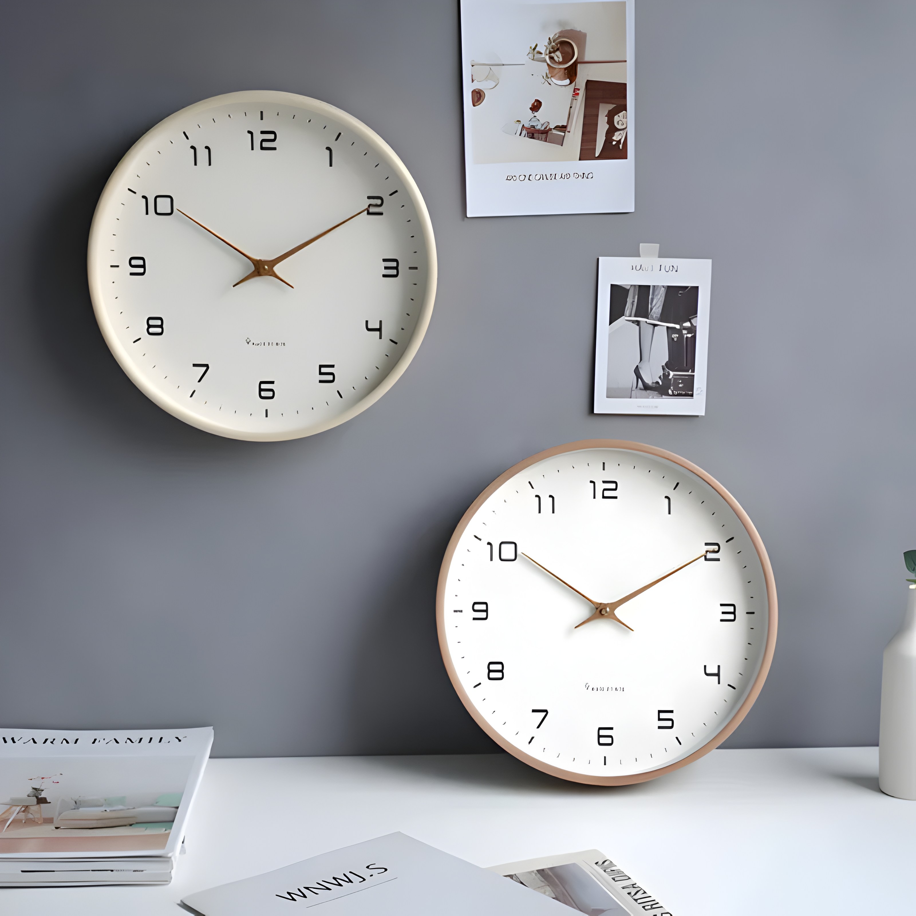 Horloge murale ronde moderne en bois avec mouvement silencieux pour salon, cuisine et chambre | Restfield