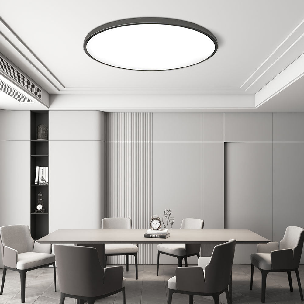 Ronde Plafondlamp Vlak Design LED Acryl Zwart Wit Goud Zilver Moderne Plafondverlichting Energiebesparend Woonkamer Slaapkamer | Sansoti