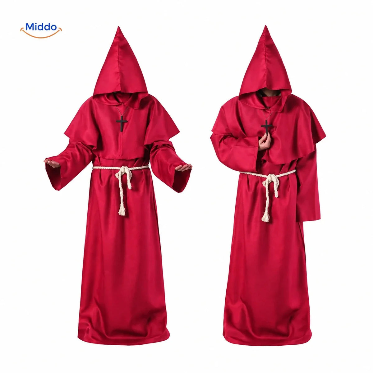 Mittelalterliches Mönchsgewand mit Kapuze, Unisex-Kostüm für Themenpartys, Halloween, Cosplay und Karneval | Sansoti