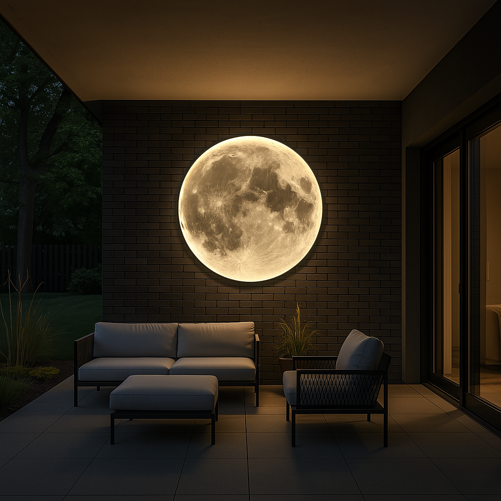 Wandleuchte im Monddesign LED-Beleuchtung mit dreifarbigem Licht für Wohnzimmer, Schlafzimmer, Terrasse und Garten 40-80cm | Sansoti