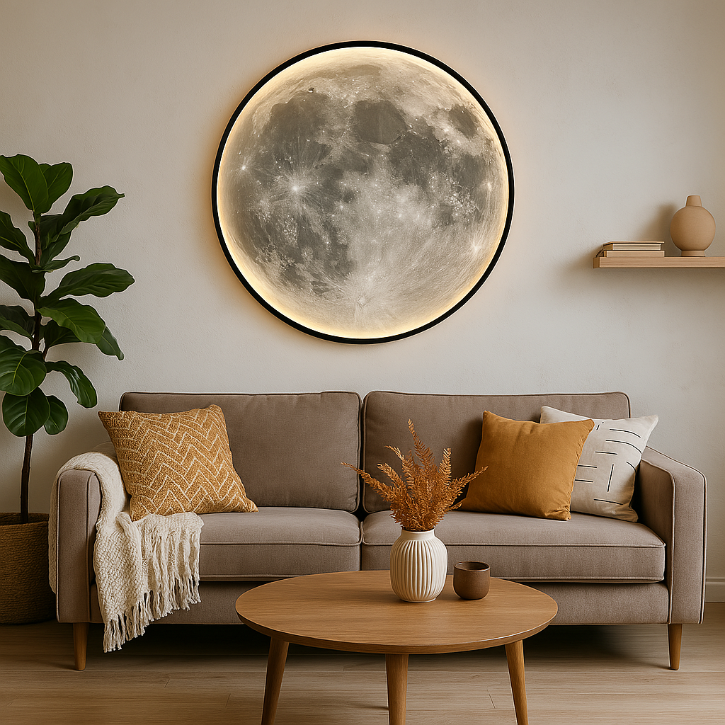 Wandleuchte im Monddesign LED-Beleuchtung mit dreifarbigem Licht für Wohnzimmer, Schlafzimmer, Terrasse und Garten 40-80cm | Sansoti
