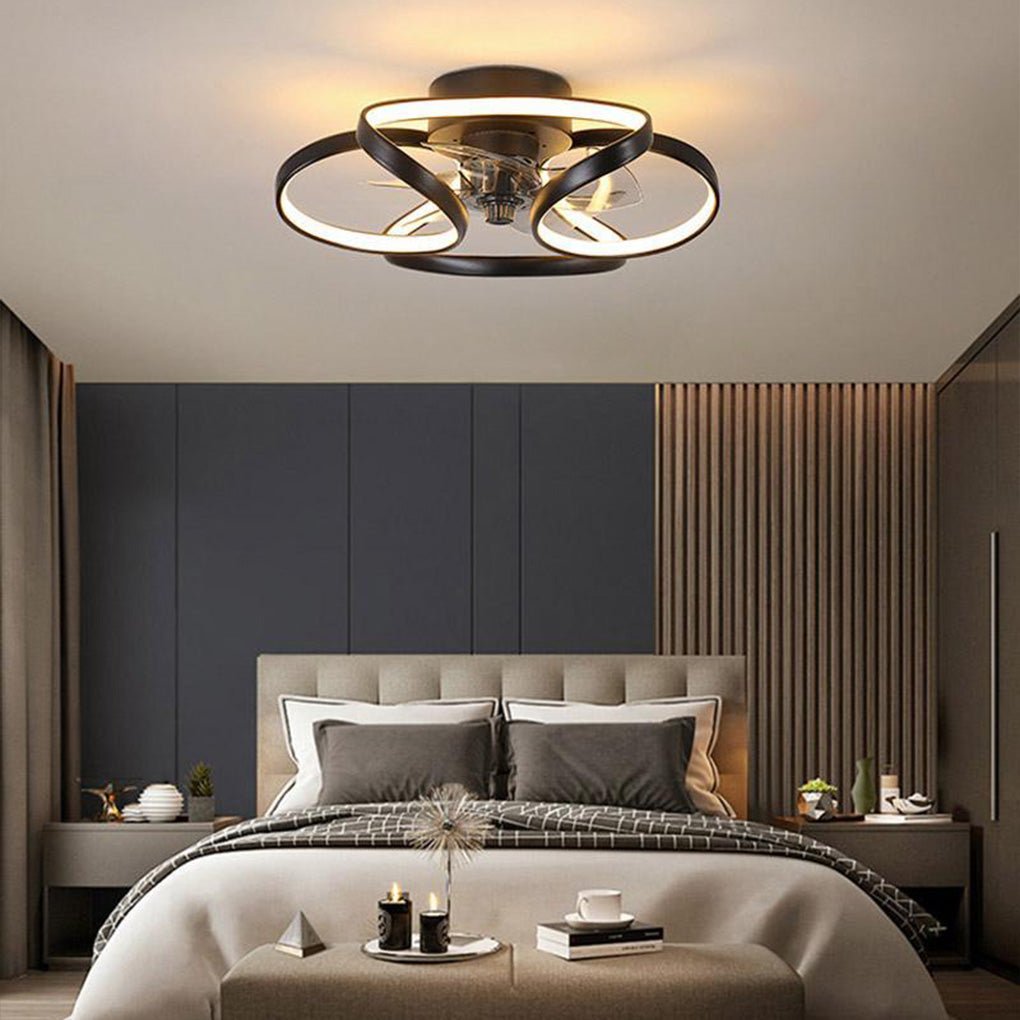 Moderne Blumen-Deckenventilator mit LED-Beleuchtung und Fernbedienung 3000K–6000K Dimmbar in Gold, Weiß oder Schwarz | Restfield