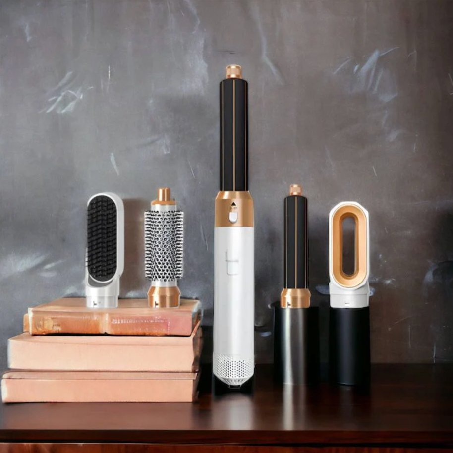 Professionele 5-in-1 airstyler met opzetstukken en luchttechnologie voor drogen, krullen, volume en glad haar | Sansoti
