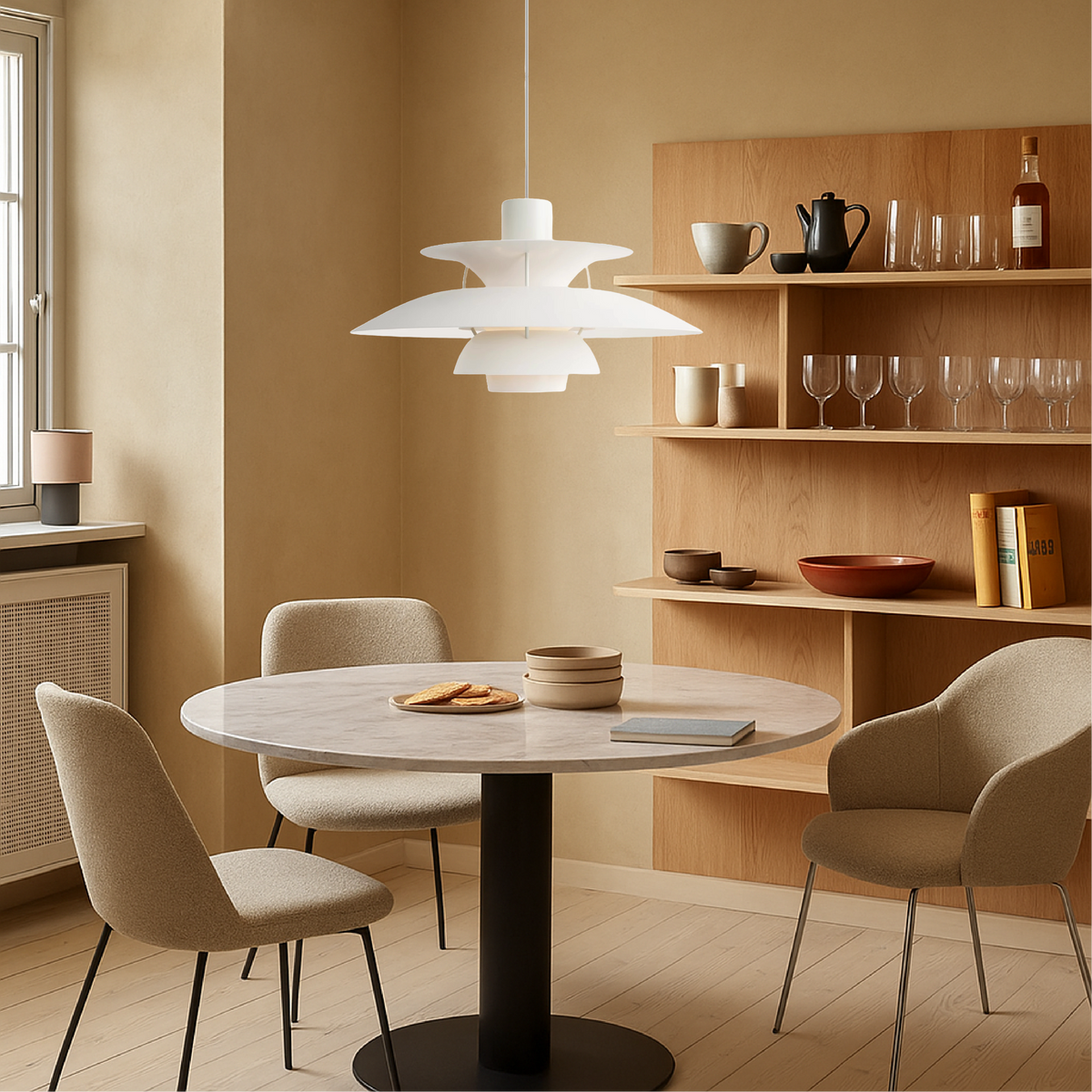 Suspension en aluminium superposé, design scandinave, noir et blanc, E27, pour salle à manger, îlot de cuisine et éclairage de plafond | Sansoti