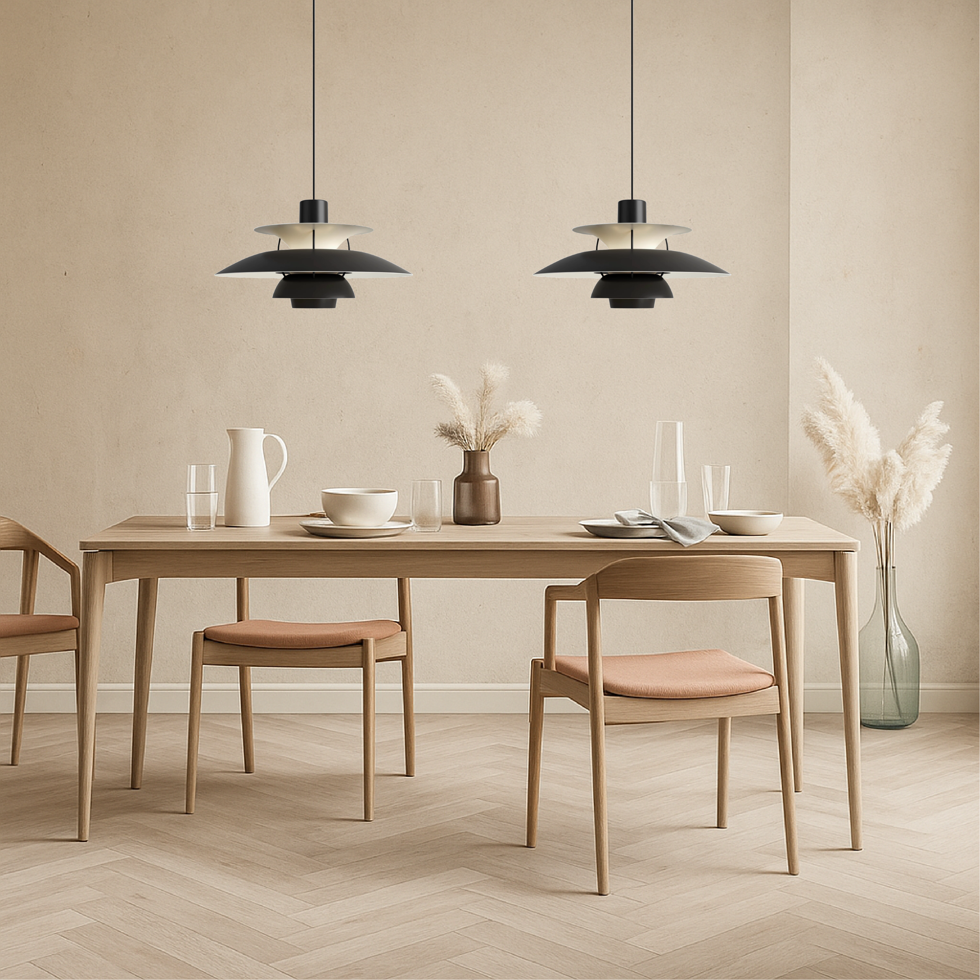 Suspension en aluminium superposé, design scandinave, noir et blanc, E27, pour salle à manger, îlot de cuisine et éclairage de plafond | Sansoti
