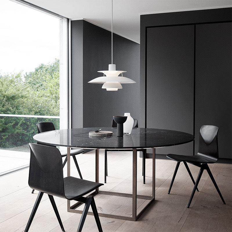 Suspension en aluminium superposé, design scandinave, noir et blanc, E27, pour salle à manger, îlot de cuisine et éclairage de plafond | Sansoti