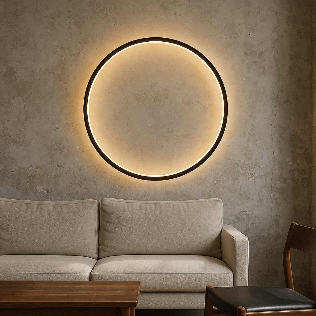 Nowoczesna pierścieniowa lampa ścienna LED z USB, akrylowa, minimalistyczny design, metalowa, nastrojowe oświetlenie do salonu i baru | Sansoti