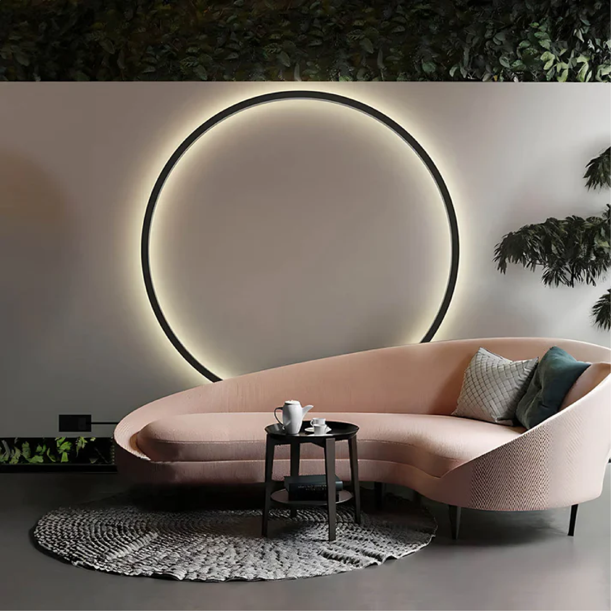 Nowoczesna pierścieniowa lampa ścienna LED z USB, akrylowa, minimalistyczny design, metalowa, nastrojowe oświetlenie do salonu i baru | Sansoti