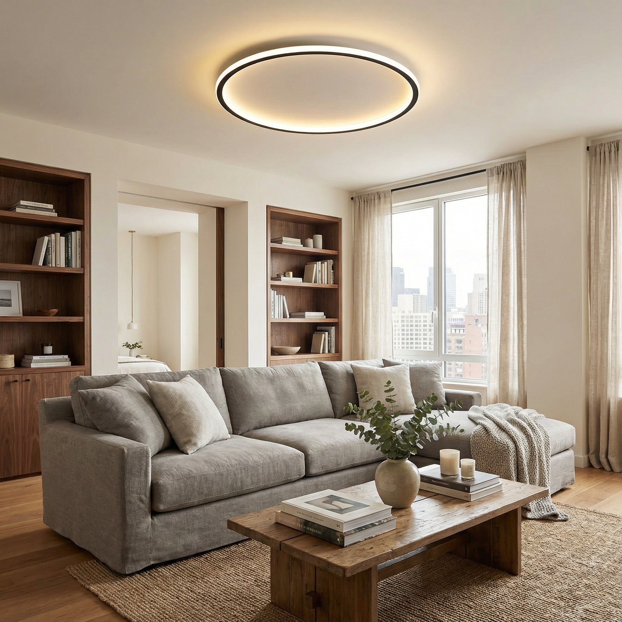 Runde LED-Deckenleuchte Skandinavisches Design Aluminium Esszimmer Wohnzimmer Modern Minimalistisch Dimmbar | Sansoti