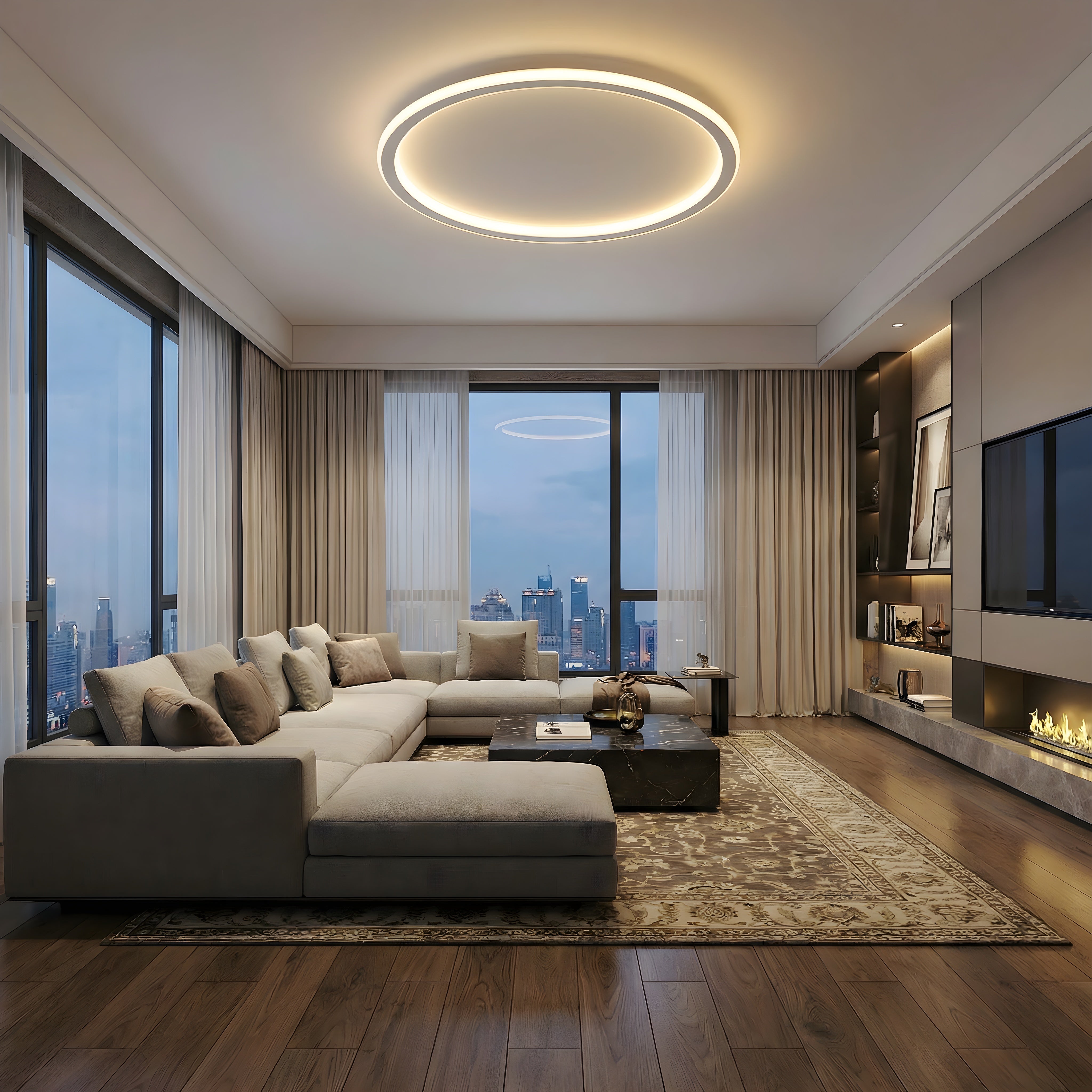 Runde LED-Deckenleuchte Skandinavisches Design Aluminium Esszimmer Wohnzimmer Modern Minimalistisch Dimmbar | Sansoti