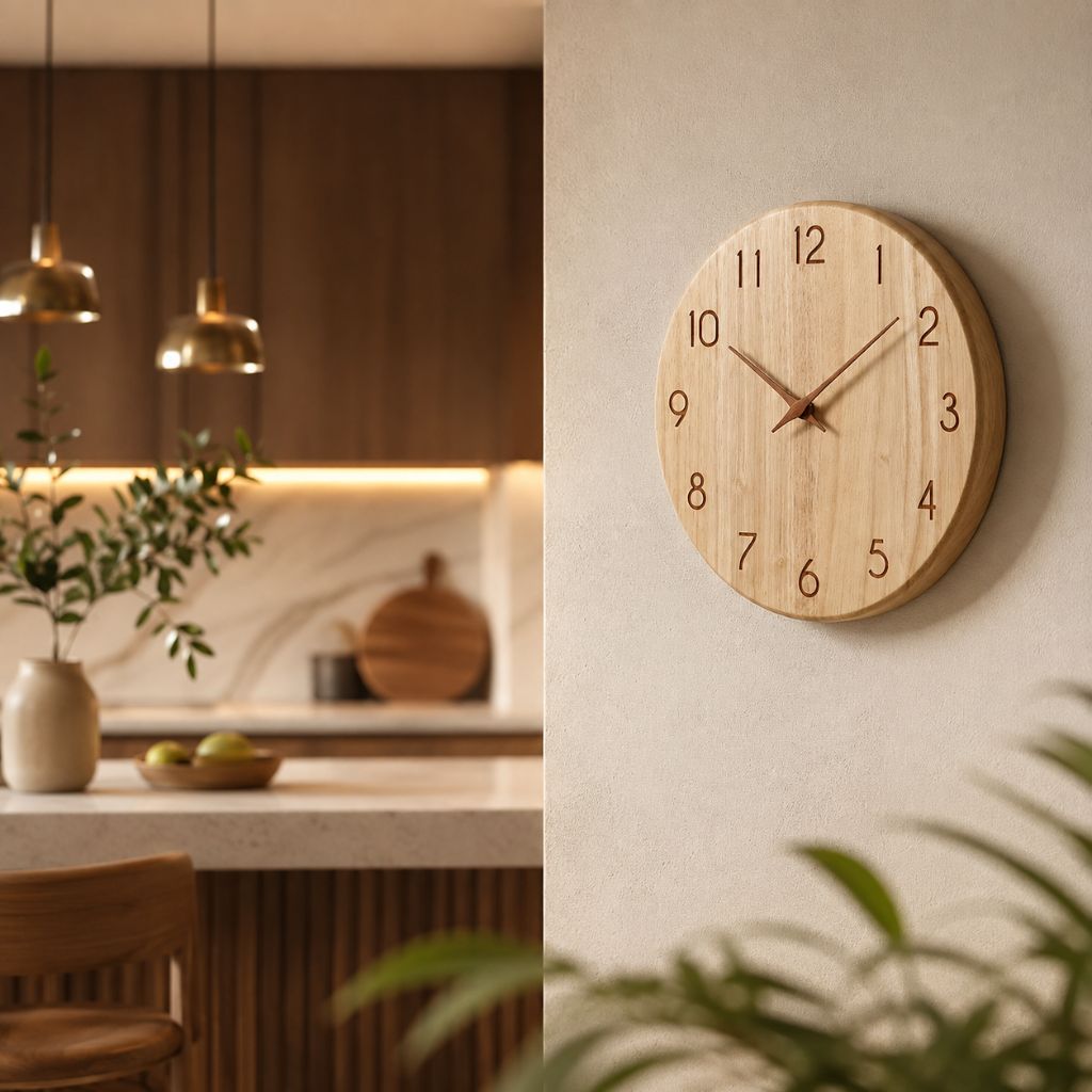 Stille Houten Wandklok Scandinavische Stijl Woonkamer Slaapkamer Decoratie Natuurlijk Hout Interieur | Sansoti